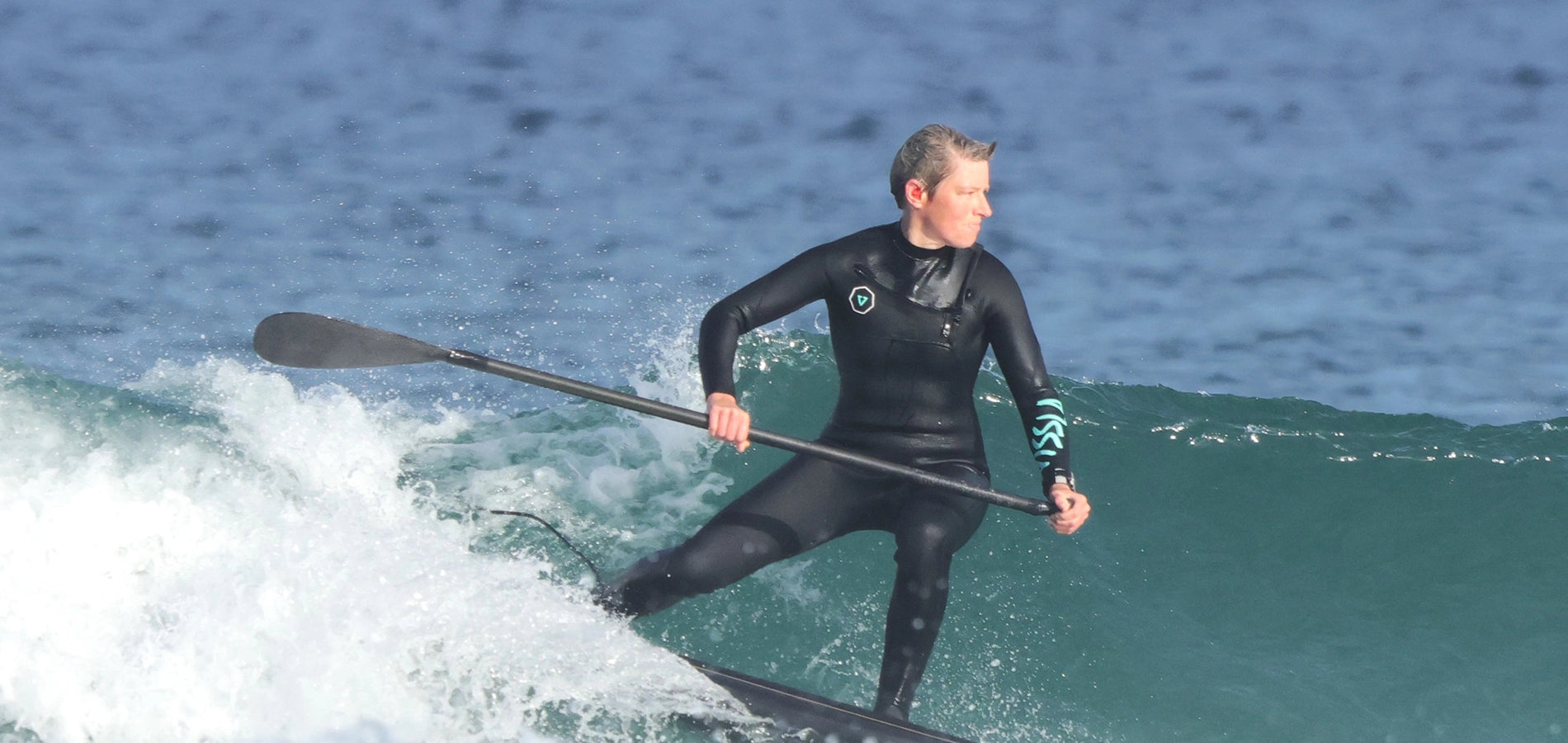 British Champ Christina Doviak Surfing Her Stand Up Paddle Board in Cornwall