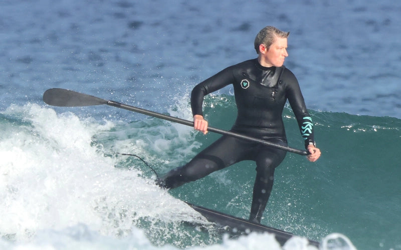 Ladies British Paddle Surfing Champ Christina Doviak Riding Her Surf SUP in Cornwall