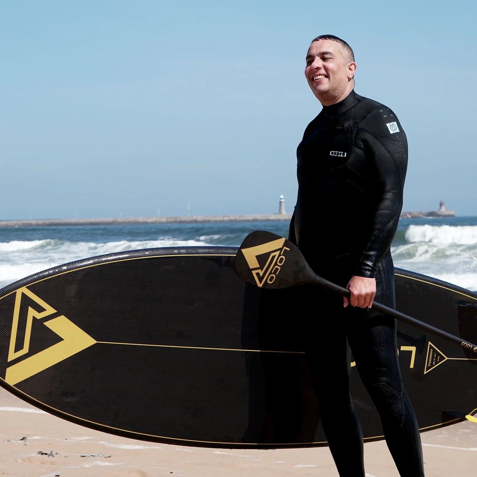 Loco Surfing boss Joe with his £2000 paddle board