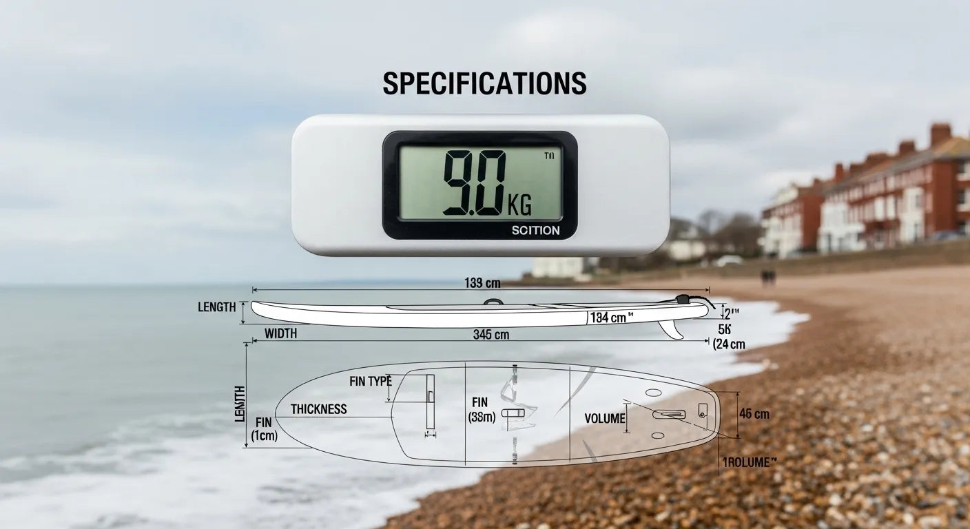 SUP board sizing specifications chart for 90 kilogram rider weight