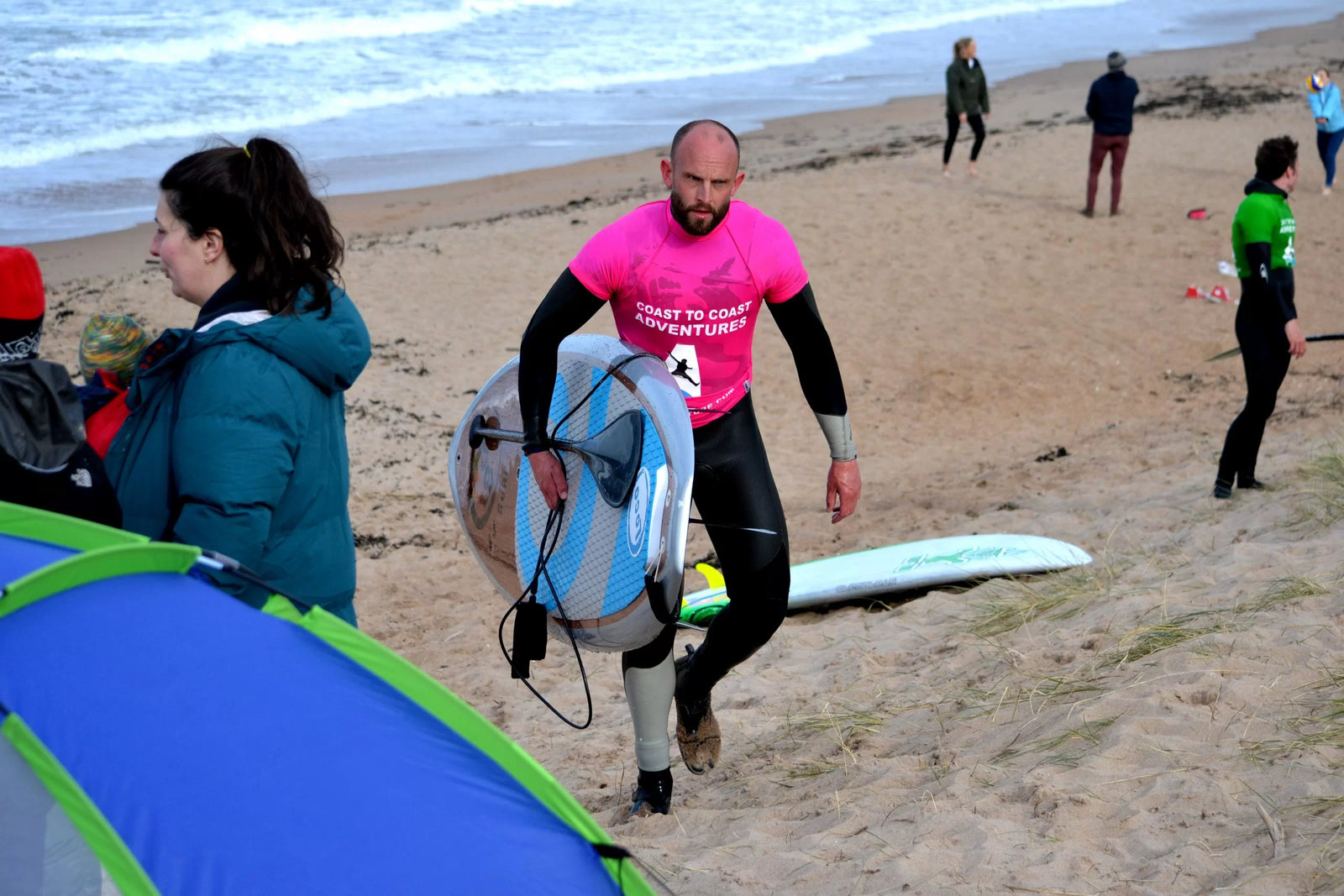 Scottish SUP Surfing & Racing Champ Neil Craig Talks to SUP Mag UK  | Loco Surfing, Neil Craig with SUP at Belhaven Beach, Scottish SUP Surfing & Racing Champ Neil Craig Talks to SUP Mag UK  | Loco Surfing