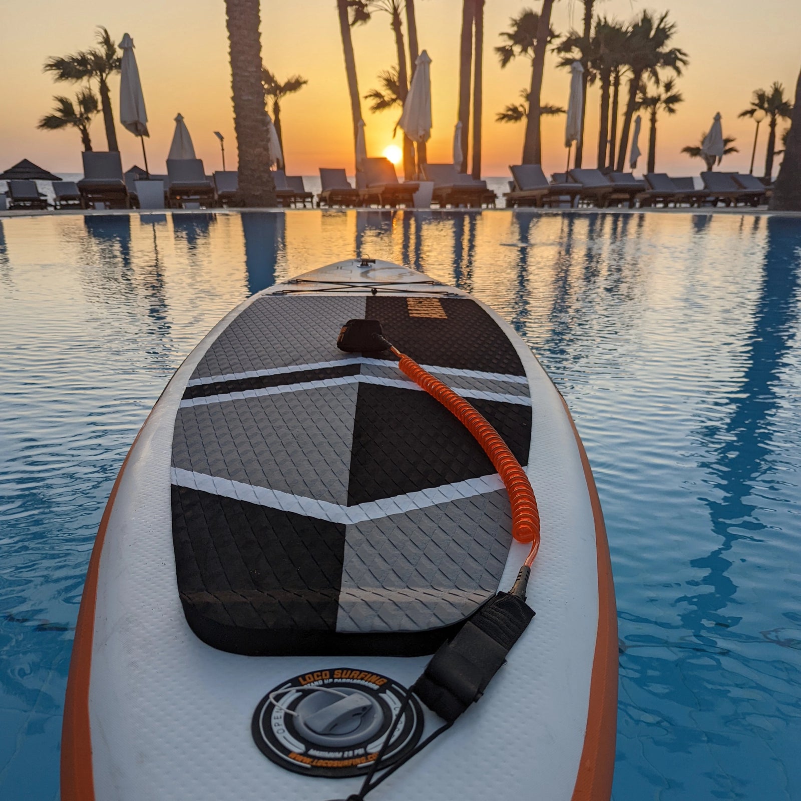 inflatable paddle board enjoying the sunset in Cyprus