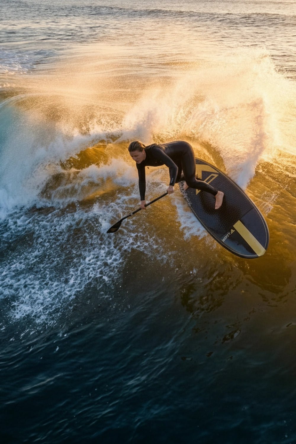 Radical top turn from lady SUP Surfer 